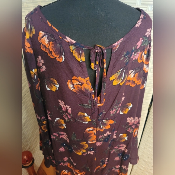 💥Terra and Sky 1X plum floral dress - Picture 2 of 3